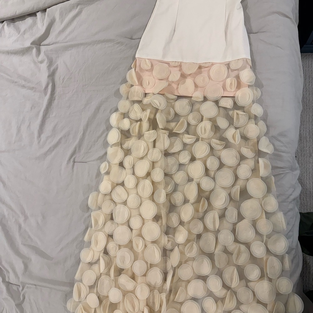 Ivory Maxi Dress with 3D Appliqué Skirt